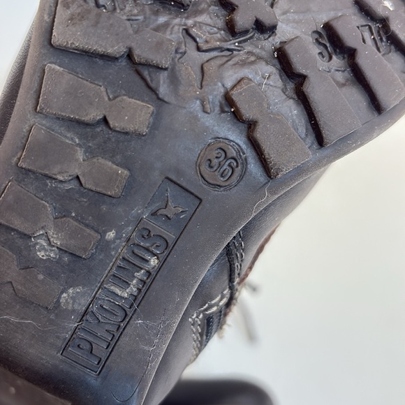 Pikolinos gray brown lace up side zip leather ankle boot stacked heel le mans - Picture 7 of 16